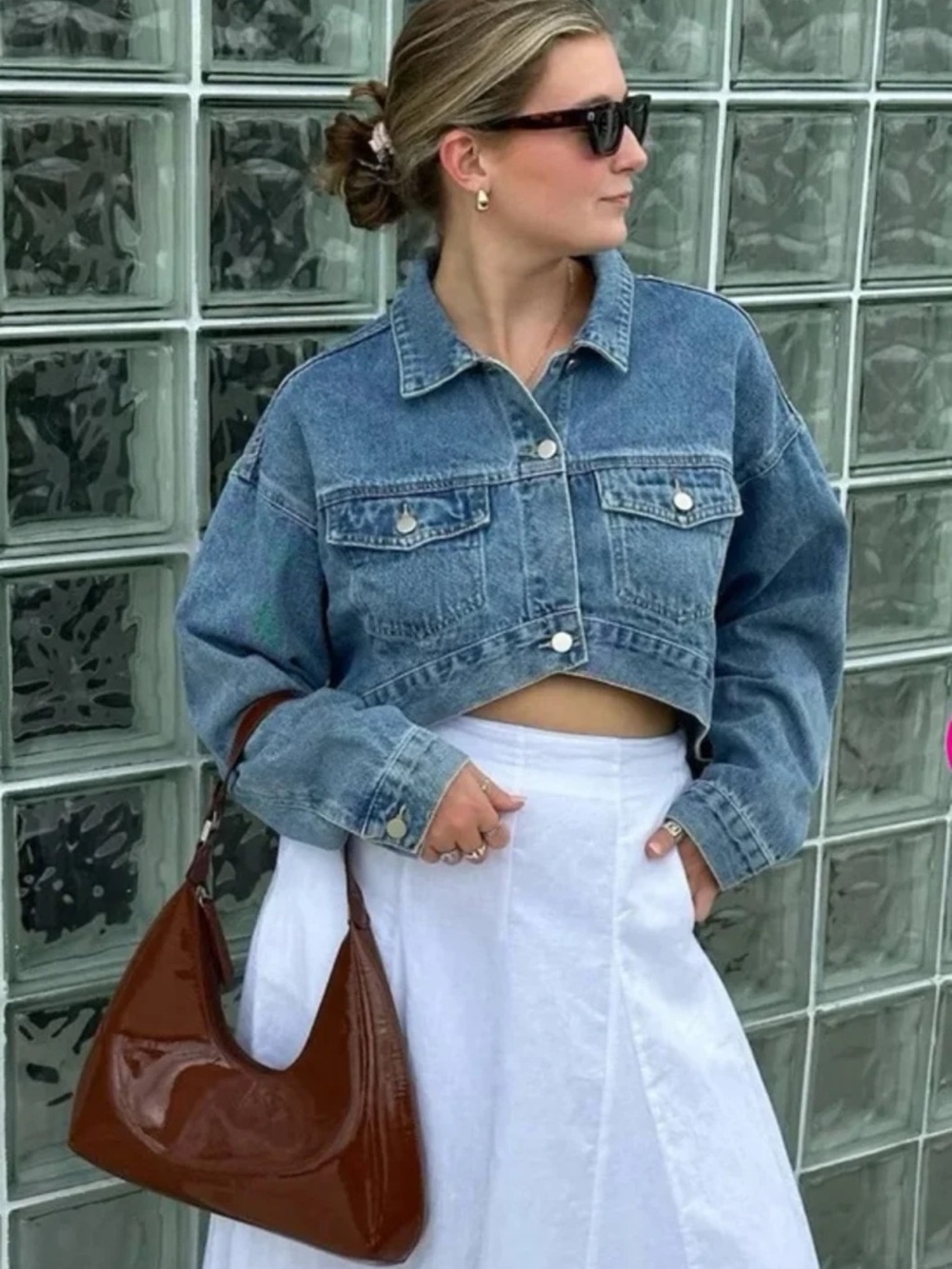 NWT Fore Lana High-Low Denim Jacket – Modern Minimalist Chic size Medium - Picture 6 of 12